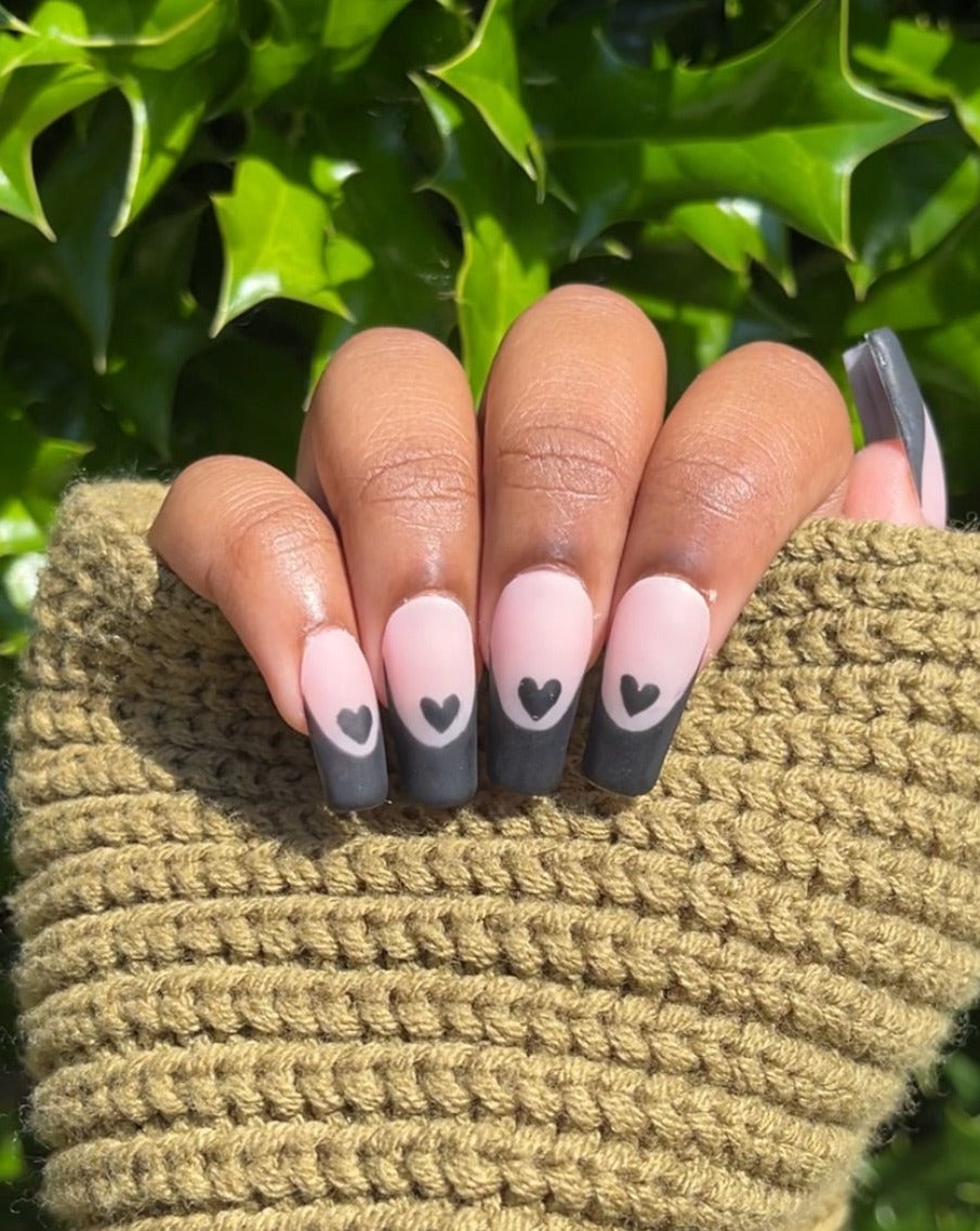Black Heart French Tips